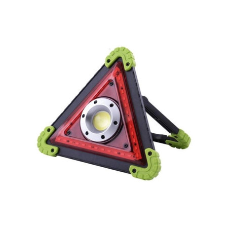 Triunghi Multifunctional de Avertizare,  Lanterna LED, Impermeabil IP65, 800 lm, 2 x AA, Functie Incarcare Telefon, USB si Micro USB, COB 33, Verde