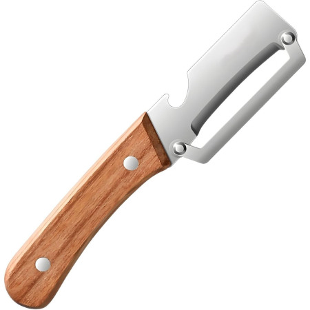 Curatator de Fructe/Legume, Cyrax, 2in1, Desfacator de Sticle, Multifunctional, Maner de Lemn, Maro