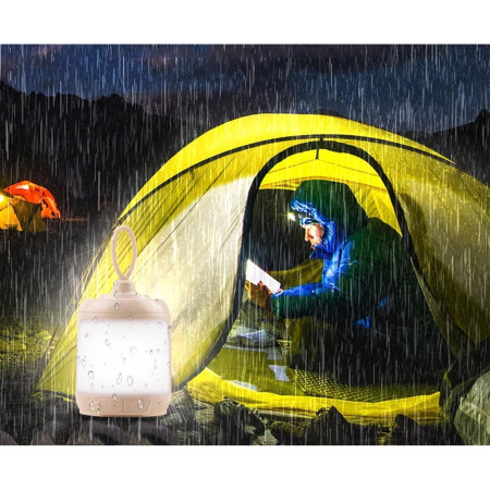 Mini Lampa LED de Camping,  pentru Aer Liber, Reincarcabila USB Type C, 3 Trepte de Lumina, Portabila, 13.8 x 6.5 cm, 5V, Alb