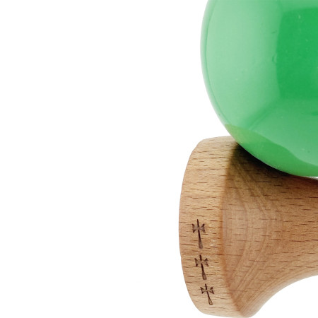 Kendama X Originala, Profesionala, Cyrax, Big Cups V2, Super Sticky cu Cupe Mari, Rulment Metalic, din lemn 18 cm, Ata 55 cm, Albastru/Verde