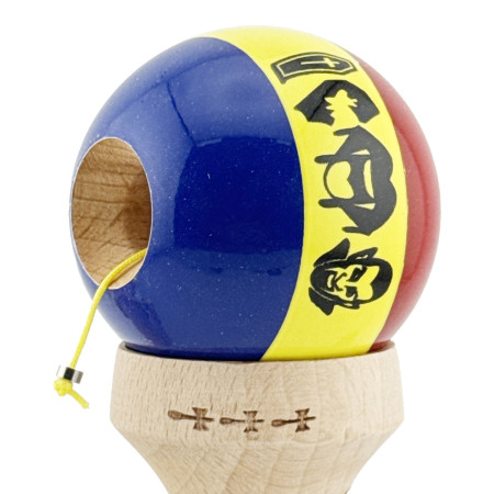 Kendama X Originala, Profesionala, Cyrax, Tricolor Edition Vampir Dracula, Super Sticky cu Cupe Mari KING SIZE V3, Rulment Metalic si Gaura in Baza, din Lemn 18 cm, Ata 62/65 cm, Multicolor