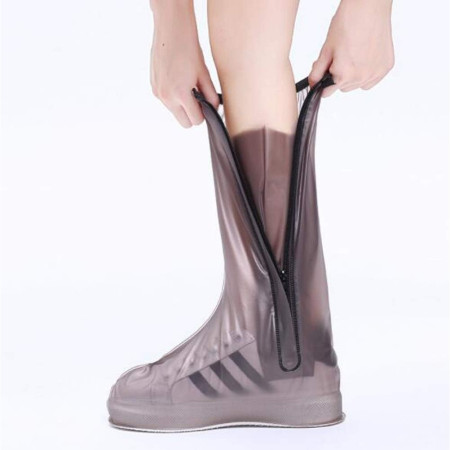 Protectie Incaltaminte pentru Ploaie si Noroi,  Impermeabila, Talpa Antiderapanta, cu Fermoar si Capsa, Inaltime 40 cm, Marime L 38-39, Maro