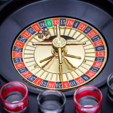 Joc de Baut Ruleta cu Pahare de Shot Cyrax, 30 cm, Rosu/Negru