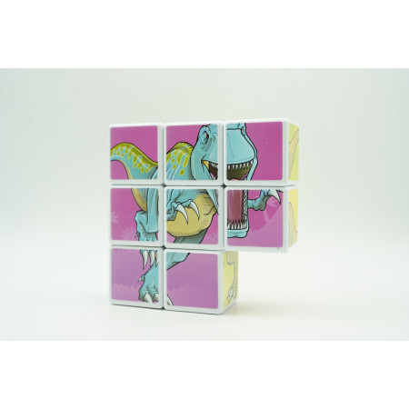 Cyrax Set inteligent de cuburi magnetice pentru copii, 8 piese, cutie depozitare, puzzle dinozauri, +3 ani, multicolor