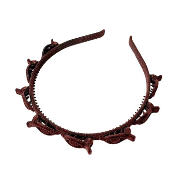 Bentita de Par pentru Femei, Cyrax, Agrafa Stil Coreean, Accesoriu pentru Par cu Textura MultiStrat, 13 x 11.5 cm, Coffee