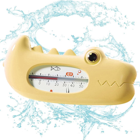 Termometru pentru Baie, Cyrax, Plutitor, Rezistent la apa, Multifunctional, Model Crocodil, 2.7x6.5x3.7 cm, Galben