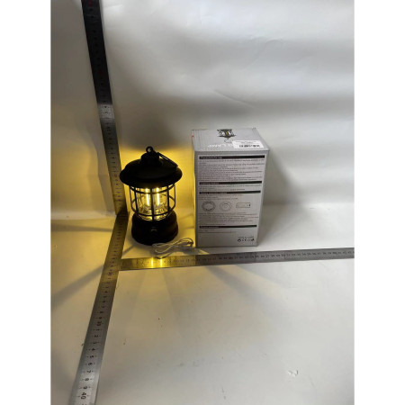 Lampa portabila camping, Felinar Vintage cu carlig, ABS, Iluminare 21 COB LED, Intensitate reglabila, 5W,  Negru