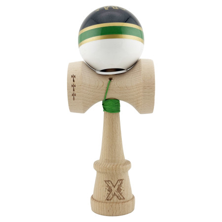 Kendama X Originala ROYAL SPIKE, Profesionala, Cyrax, Cupe Mari KING SIZE V3, Super Sticky, Gaura in Baza, Rulment Metalic, din lemn 18 cm, Ata 55 cm, Inel Verde