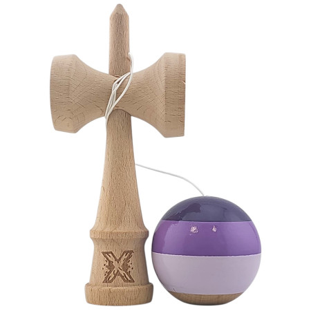 Kendama X Originala, Profesionala, Cyrax, Super Sticky din Lemn, 18 cm, Purpuriu/Mov/Lila
