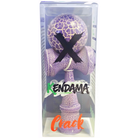 Kendama X Originala, Profesionala, Cyrax, Kendama Cracked, din Lemn – 18 cm, Lila/Alb