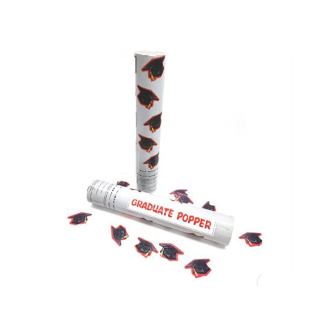 Tun Confetti, Cyrax, Model Petrecere Absolvire Palarii, 40 cm, Ambalaj din Carton, Eliberare prin Rasucire, Negru