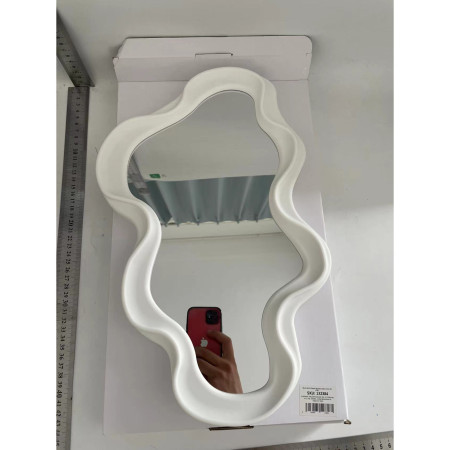 Oglinda de Perete,  Decorativa, pentru Baie, Dormitor, Sufragerie, Model Minimalist in Forma de Nor, 41x26 cm, Alb