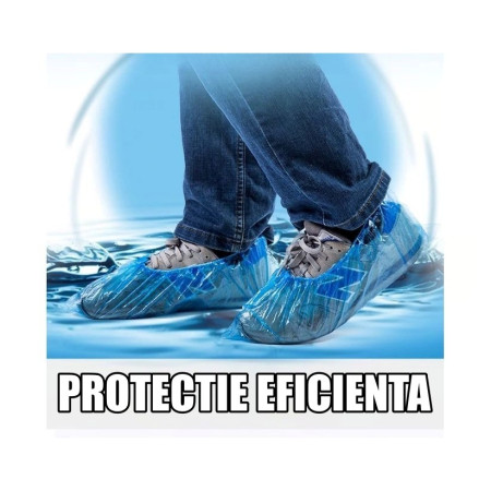 Set 100 Huse de Pantofi Impermeabile de Unica Folosinta,  Universale, Albastre, pentru Zile Ploioase