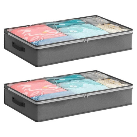 Husa de Depozitare,  Intrebuintare Multipla, Pliabila, cu Fermoar Bidirectional si Fereastra Deasupra Transparenta, Manere Laterale, Lavabila, 100x50x15 cm, Gri