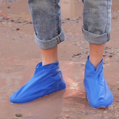Husa Incaltaminte,  Impermeabila, Antiderapanta, din Latex, 13 x 13 x 2 cm, Marime L 41-47 cm, Albastru