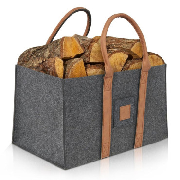 Cos Multifunctional pentru Rufe, Cos Depozitare,  Gri Inchis, 50x34x32, Geanta Durabila pentru Lemne si Accesorii