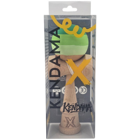 Kendama X Originala, Profesionala, Cyrax, din Lemn, Rubber Grip, 18 cm, Verde in 3 Culori