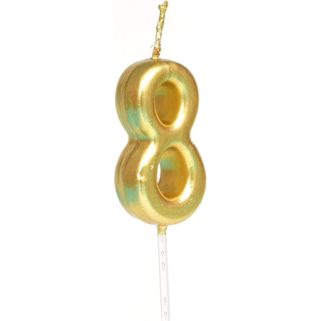 Lumanare de Tort, Cyrax, Model Cifra 8, Party, 4.5 x 2.5 cm, din Parafina, Auriu