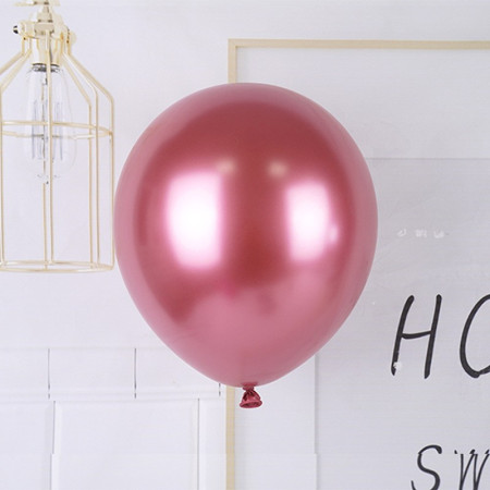 Set 12 Baloane, Cyrax, din Latex Chrome, 13 cm, Rosu