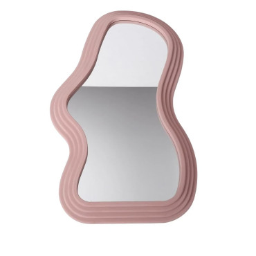 Oglinda de Perete,  Decorativa, pentru Baie, Dormitor, Sufragerie, Model Minimalist, Forma Asimetrica, 40.3x26 cm, Roz