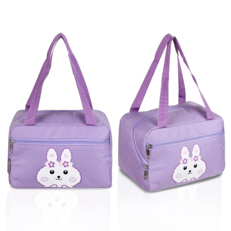 Geanta Termo-Izolanta, Cyrax, Compartimente Telefon si Tacamuri, Multifunctionala, Impermeabila, 30x21x20 cm, Design Iepuras, Mov