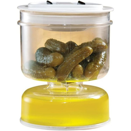 Borcan pentru Muraturi, Cyrax, cu Separator pentru Lichide, Ermetic, Termorezistent, Tip Clepsidra, 800 ml, ABS, Alb, 13x11 cm