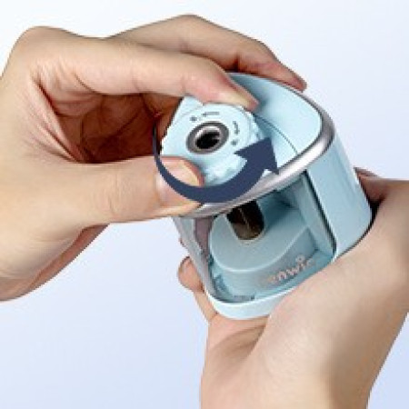 Ascutitoare Electrica Semi-Automata,  din Plastic, Baterii 2 x AA (neincluse), 6.5 x 6.5 x 7.5 cm, Albastru