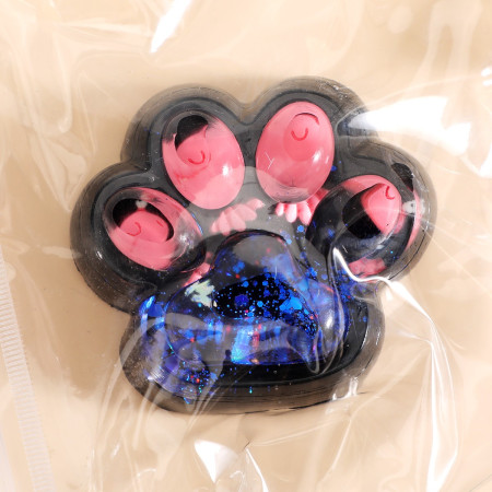 Jucarie Antistres Squishy, Cyrax, cu Revenire Lenta, Squeeze Pinch Family, Model Cat Paw, 6.5 x 6 cm, din Tpr, 4-6 Ani, Model 1 Pestisori, Negru cu Insertii