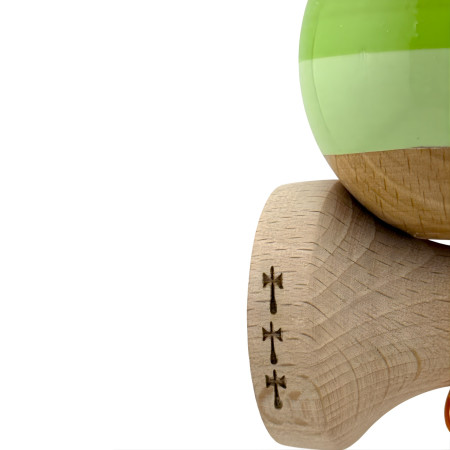 Kendama X Originala, Profesionala, Cyrax, Big Cups V2, Super Sticky Legendary Cupe Mari, Rulment Metalic cu Ata 55 cm, Verde Mix