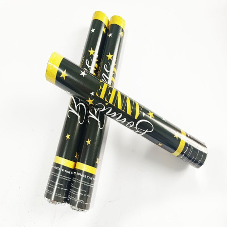 Tub de Confetti, Cyrax, Bonne Annee, 30x5 cm, Confetii Stelute din Aluminiu, Auriu/Argintiu