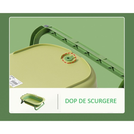 Cada Pliabila pentru Baie, Cyrax, din PP+TPR, pentru Copii 0-6 Ani, Model Crocodil, Dop de Scurgere, 80x54x21 cm, Verde