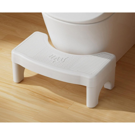 Scaunel WC, Cyrax, Tratament Impotriva Hemoroizilor si Constipatiei, Scaun Inaltator WC Copii, Suport Picioare WC, Taburet Inaltator Pozitia Corecta Ghemuit Pe WC, Plastic Rezistent, 17x22x38 cm, Alb