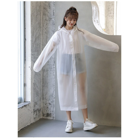 Pelerina de Ploaie,  pentru Adulti 150-180 cm, din EVA, Impermeabila, Rezistenta la Vant, Inchidere cu Capse, 140 g, Alb