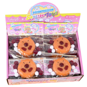 Set 12 Jucarii Antistres Squishy, Cyrax, cu Revenire Lenta, Squeeze Pinch Family, Forma de Biscuite Rotund, Model Capybara, 7x6.5 cm, 55g, Ambalaj Transparent, Maro