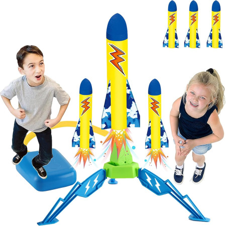 Jucarie pentru Copii, Cyrax, Lansator de Rachete cu Piciorul, un Singur Lansator, 3 Rachete cu Lumini, 40.5 cm Inaltime, Multicolor