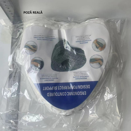 Perna Ortopedica pentru Picioare, Cyrax, Multifunctionala, Confortabilă, in Forma de Inima, Spuma cu Memorie, Curea Anti-cadere, 25x23x13 cm, Alb