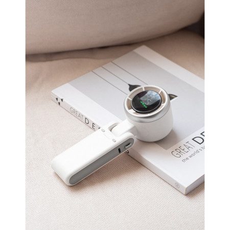 Mini Ventilator Portabil,  5 Trepte de Viteza, Afisaj Digital, Incarcare USB, 5V, 2A, 5.95 x 5.2 x 17.2 cm, Alb