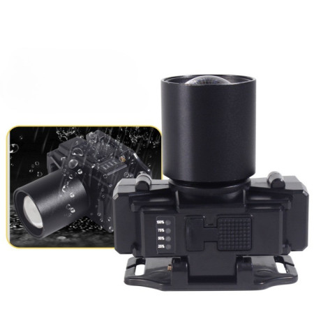 Lanterna LED de Montat pe Cap,  cu Raza Lunga de Zoom, Far Telescopic, Reglabil, Rezistent la Apa, pentru Pescuit in Aer Liber, Camping, Lumina Puternica, Lanterna, 7x4.5x6 cm, Negru