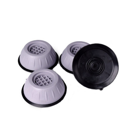Set 4 Picioruse Antivibratii,  9 cm, Gri, cu Ventuza Cauciuc, Instalare Rapida, pentru Masina de Spalat, Uscator sau Frigider