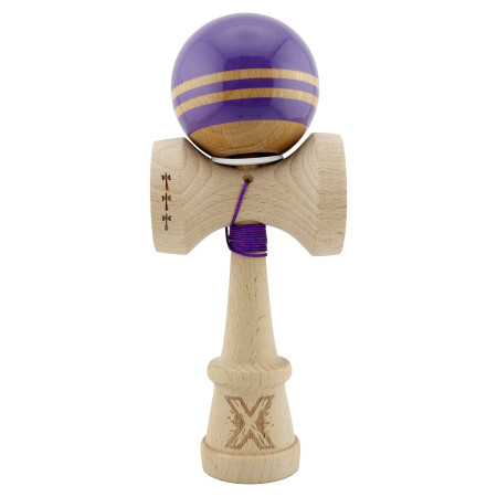 Kendama X Originala RAINBOW, Profesionala, Cyrax, Cupe Mari KING SIZE V3, Super Sticky, Gaura in Baza, Rulment Metalic, din lemn 18 cm, Ata 55 cm, Indigo/Maro