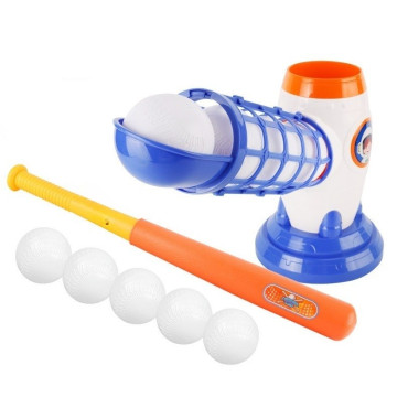 Joc de Baseball Interactiv, Lansator Cyrax, Aruncare prin Buton de Lansare pe Bata, Include Bata si 5 Mingii, 37 x 23 x 16 cm Baza, 59 cm Bata, Multicolor