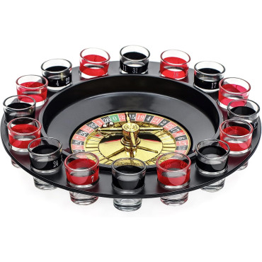 Joc de Baut Ruleta cu Pahare de Shot Cyrax, 30 cm, Rosu/Negru