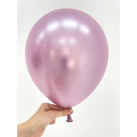 Set 12 Baloane, Cyrax, din Latex Chrome, 13 cm, Mov Deschis
