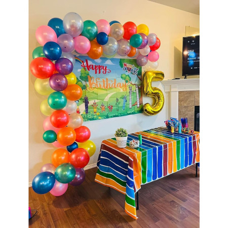 Balon din Folie Metalizata Cyrax, Figurina Cifra, Tema Aniversare 80 cm, Ambalaj Individual, Pai inclus, Umflare cu Aer sau Heliu, Auriu, Cifra 5