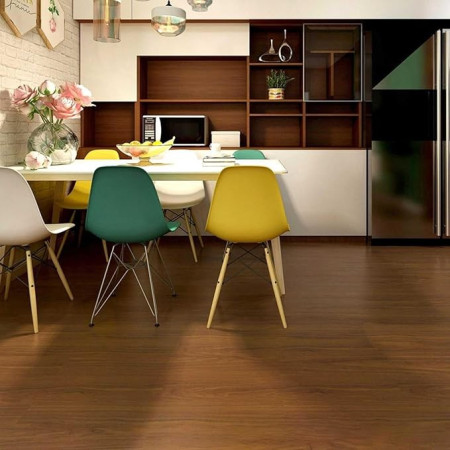 Set 36 Placi Autoadezive pentru Pardoseala,  din PVC, Impermeabil, Ignifug, Usor de Curatat, Dimensiune Placa 91.44 x 15.24 cm, Grosime 1.5 mm, Acoperire 5 m2, Model 8, Caramiziu