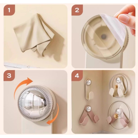 Suport de Bucatarie, Cyrax, Rotativ, din Plastic, Aplicare prin Lipire, 5 x 5 x 18.5 cm, Roz