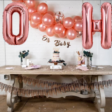 Balon Folie Metalizata Litera O, Cyrax, 40 cm, Umflati cu Heliu sau Aer, Ambalaj Individual, Pai inclus, Rose Gold
