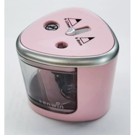 Ascutitoare Electrica cu 2 Gauri,  Gri, Baterii 4 x AA (neincluse), 7.5 x 7.5 x 7.5 cm, Roz