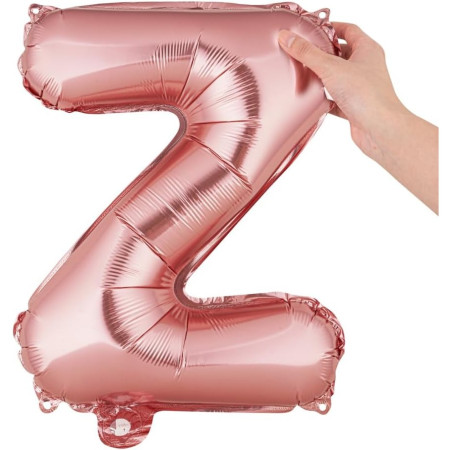 Balon Folie Metalizata Litera Z, Cyrax, 40 cm, Umflati cu Heliu sau Aer, Ambalaj Individual, Pai inclus, Rose Gold