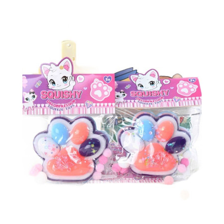 Jucarie Antistres Squishy, Cyrax, cu Revenire Lenta, Squeeze Toys, Model Cat Paw, 12.5x10.5 cm, 220g, +3 Ani, din TPR, Model 1, Multicolor